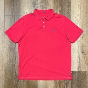 Tommy Bahama Polo Shirt Mens Lg Pink Island Zone Tropicool Marlin SS Golf Preppy